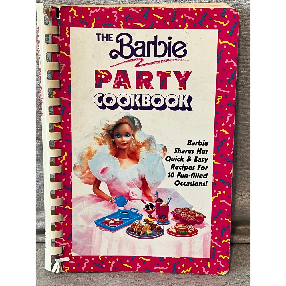Vintage 1991 Barbie Party Cookbook Helene Siegel Price Stern Sloan Spiral Bound